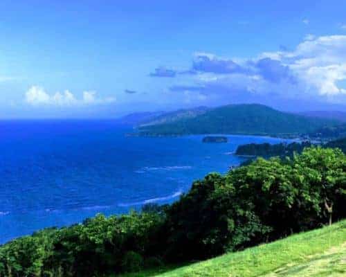 Das herrliche Panorama mit Blick auf die Küste von Jamaika