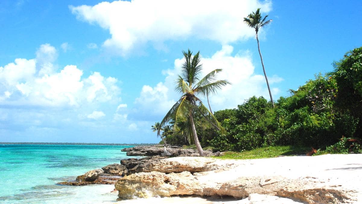 Auch raue Klippen und Felsen gibt es am Strand zu sehen ...